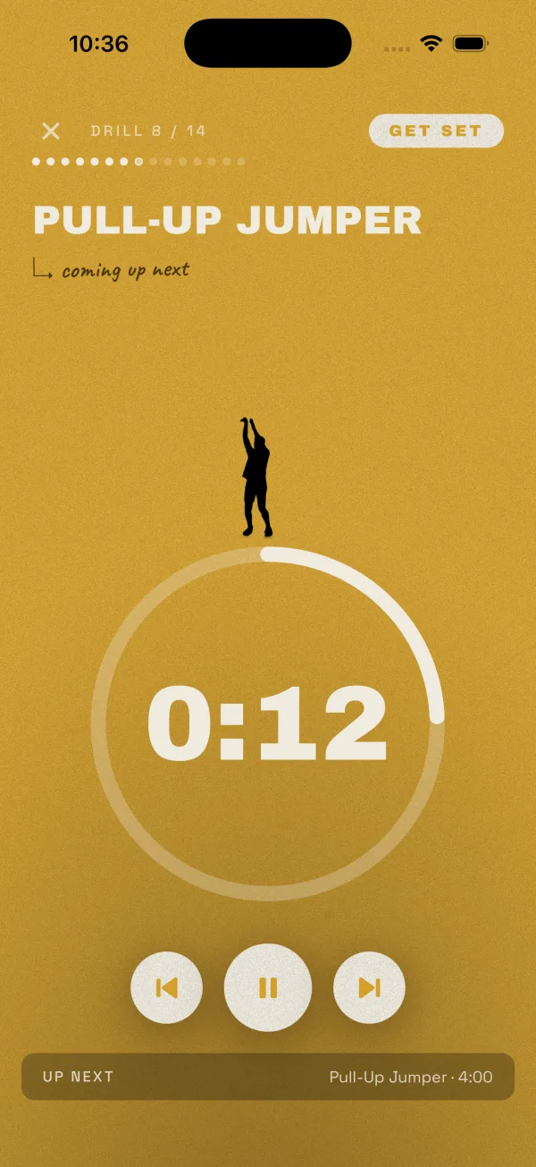 ISO timer in the amber get set phase, Pull-Up Jumper coming up next, 12 seconds to go